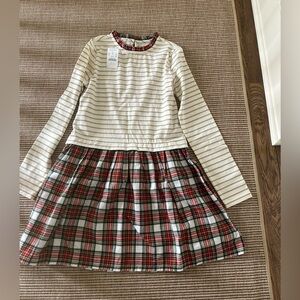 Crewcuts Christmas dress stripe/ plaid size large 10-12